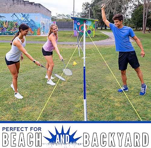 Franklin Sports Volleyball + Badminton Sets - Beach + Backyard Game Set - Volleyball, Pump, Badminton Rackets, Birdies, Net + Poles Included - Image 12