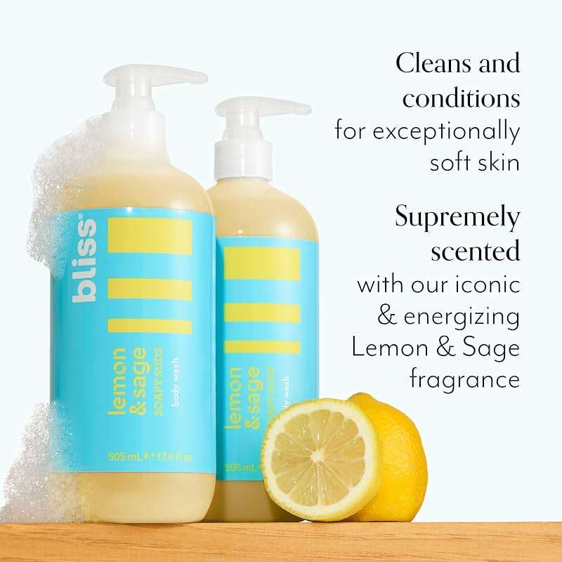 Bliss Soapy Suds Body Wash - Lemon and Sage - 17 Fl Oz - Gentle and Hydrating for Supremely Soft Skin - Paraben Free - Vegan & Cruelty Free - Image 2