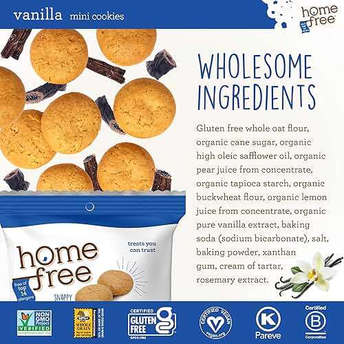 Homefree Mini Vanilla Cookies, Gluten Free, Nut Free, Vegan, Individually Wrapped Packs, School Safe and Allergy Friendly Snack, 1.1 oz. (Pack of 64) - Image 3