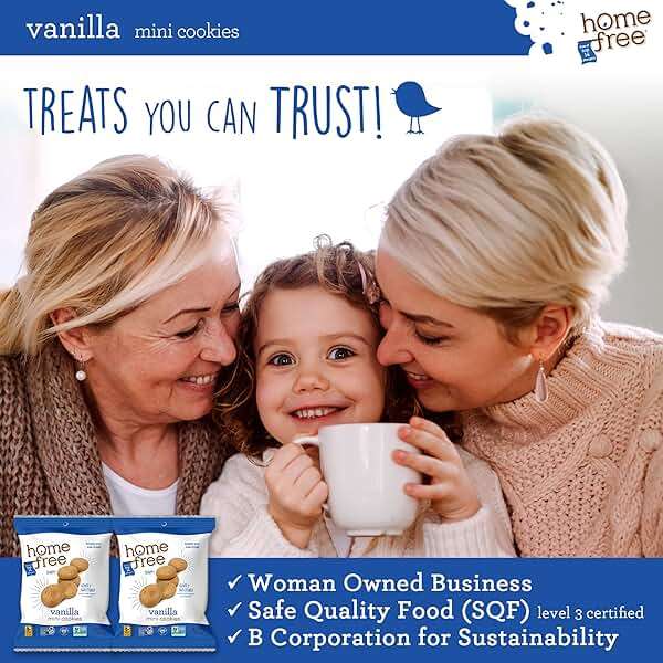 Homefree Mini Vanilla Cookies, Gluten Free, Nut Free, Vegan, Individually Wrapped Packs, School Safe and Allergy Friendly Snack, 1.1 oz. (Pack of 64) - Image 7