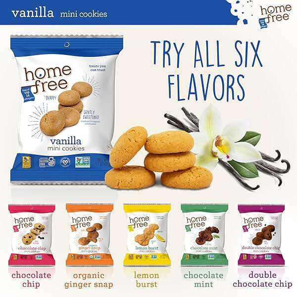 Homefree Mini Vanilla Cookies, Gluten Free, Nut Free, Vegan, Individually Wrapped Packs, School Safe and Allergy Friendly Snack, 1.1 oz. (Pack of 64) - Image 9