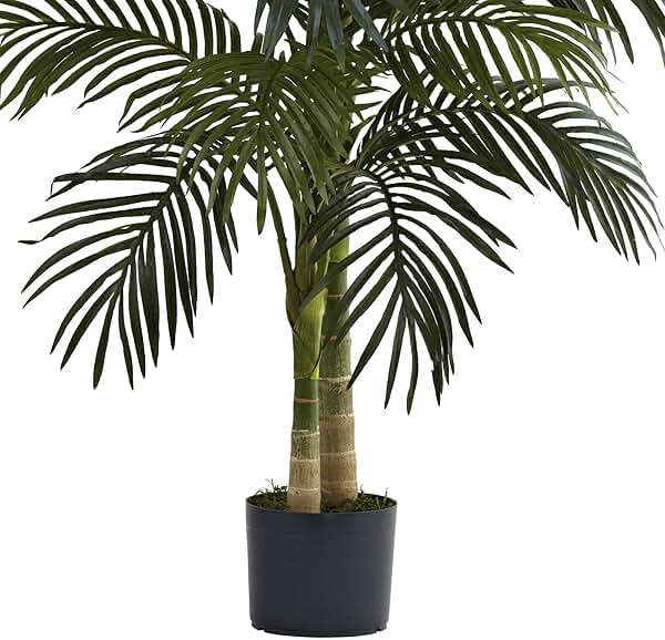 4ft Golden Cane Palm Double Stalk Artificial Tree with Lush Realistic Foliage - Maintenance-Free Indoor Faux Palm Plant for Living Room, Easy Setup Synthetic Palm, Perfect Tropical Decoration - Image 7