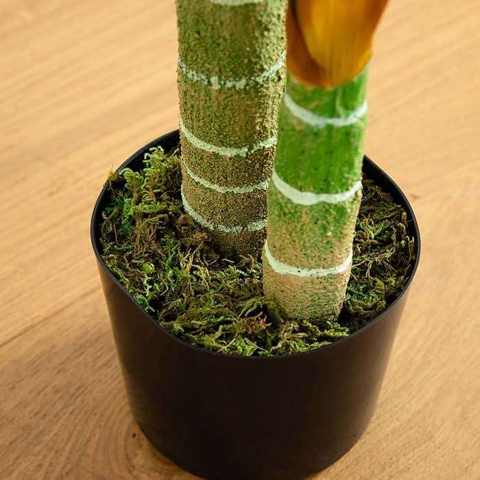 4ft Golden Cane Palm Double Stalk Artificial Tree with Lush Realistic Foliage - Maintenance-Free Indoor Faux Palm Plant for Living Room, Easy Setup Synthetic Palm, Perfect Tropical Decoration - Image 9