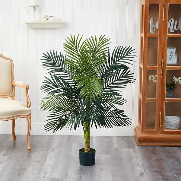 4ft Golden Cane Palm Double Stalk Artificial Tree with Lush Realistic Foliage - Maintenance-Free Indoor Faux Palm Plant for Living Room, Easy Setup Synthetic Palm, Perfect Tropical Decoration - Image 11