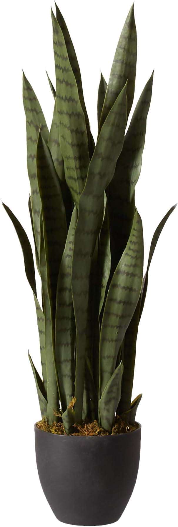 Nearly Natural, Green 4855 35in. Sansevieria with Black Planter - Image 1