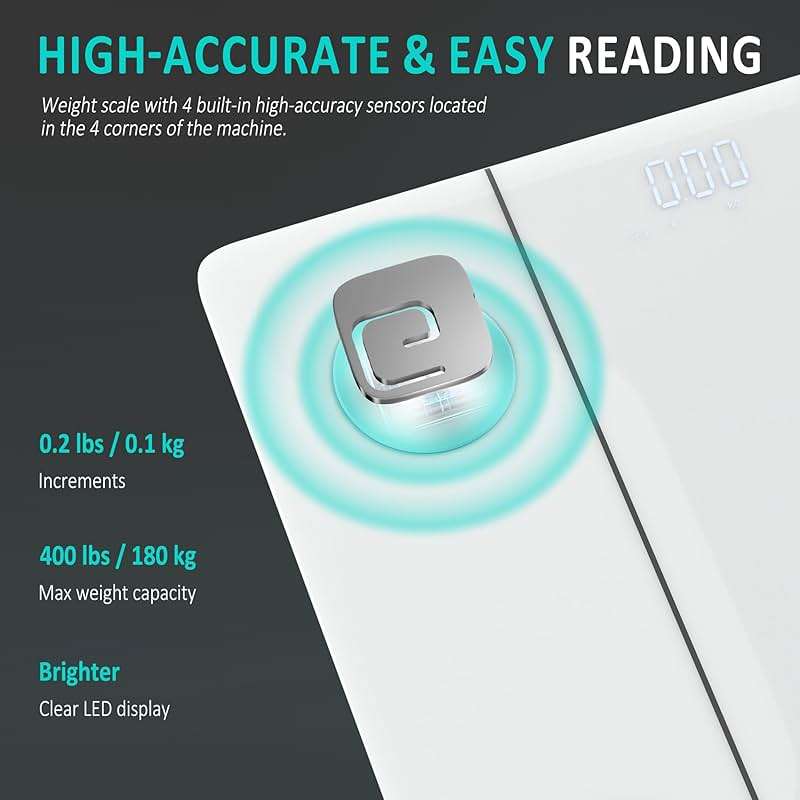 Signature Fitness High Accuracy Plus Digital Bathroom Scale with Backlight LCD and Step-On Technology, Silver - Image 4
