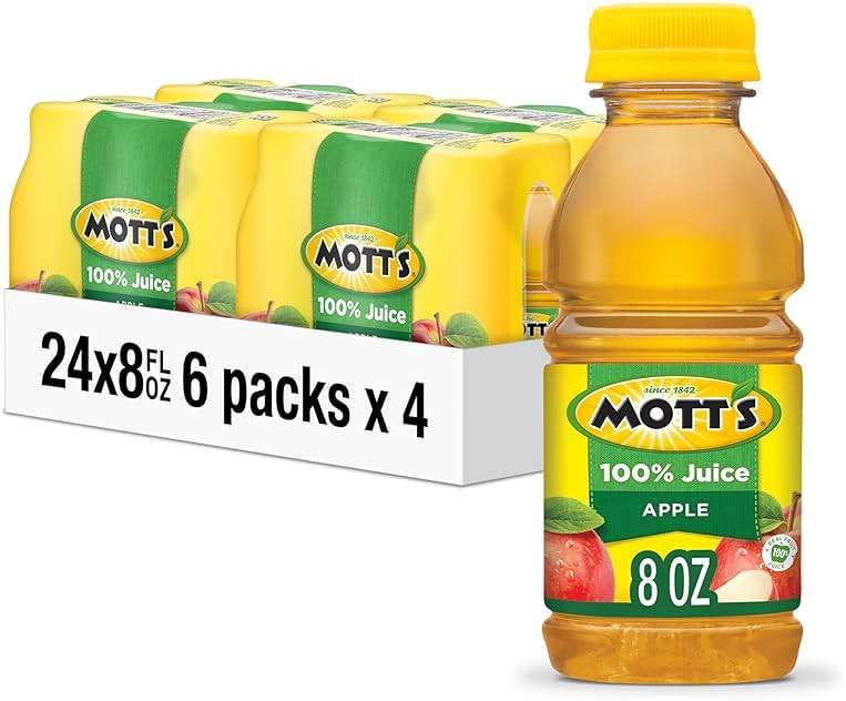 Mott's 100% Original Apple Juice, 8 Fl Oz Bottles, 24 Count (4 Packs Of 6), 2 Servings Of Fruit, 100% Fruit Juice, Gluten-free, Caffeine-free, Kosher, Contains No Artificial Colors Or Sweeteners - Image 1
