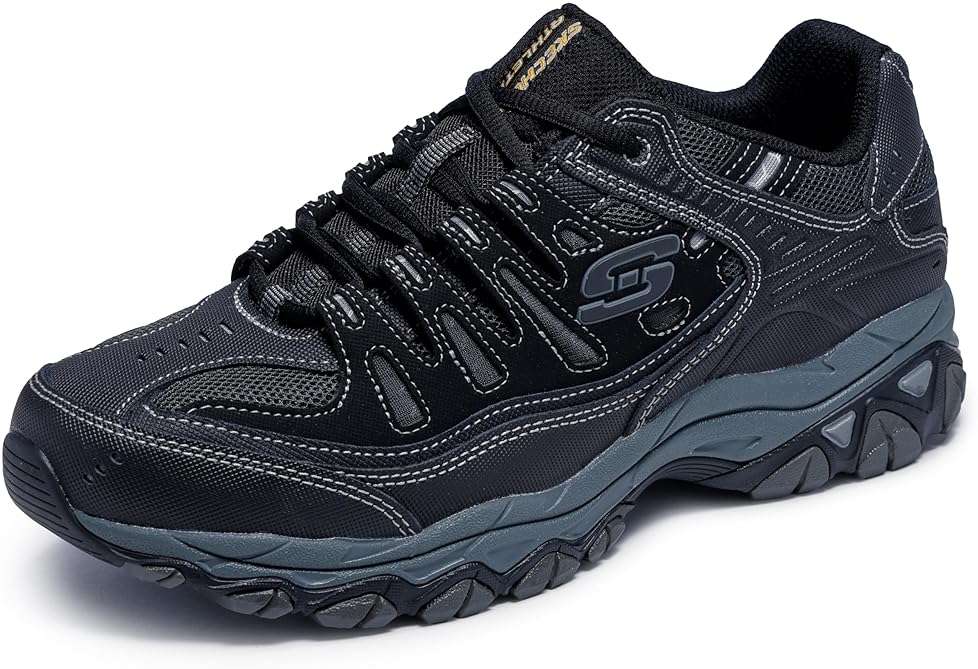 Skechers Men's Afterburn M. Fit Fashion Sneakers - Leather Upper, Memory Foam Insole, Rubber Outsole - Image 1