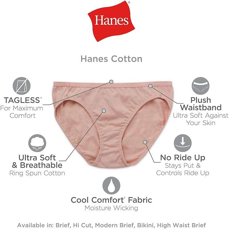 Hanes Women's Underwear Pack, 10-Pack, Full-Coverage Cotton Blend Panties, Moisture-Wicking Underwear for Women - Image 6