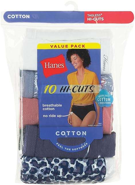 Hanes Women's Underwear Pack, 10-Pack, Full-Coverage Cotton Blend Panties, Moisture-Wicking Underwear for Women - Image 7