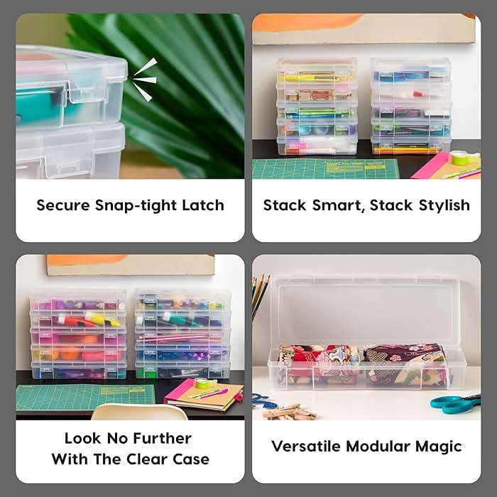 IRIS USA Clear Storage Cases, 10-Pack, |Made in USA|, Plastic Bead Organizing Containers with Snap Lid for Arts, Crafts, Ephemera, Stickers, & Dance Cheer, Clear - Medium - Image 5