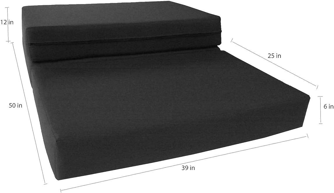 D&D Futon Furniture Black Trifold Foam Beds, Shikibuton, Tatami Cushion Topper, Foldable Futon Pad, Twin 6x39x75 - Image 4