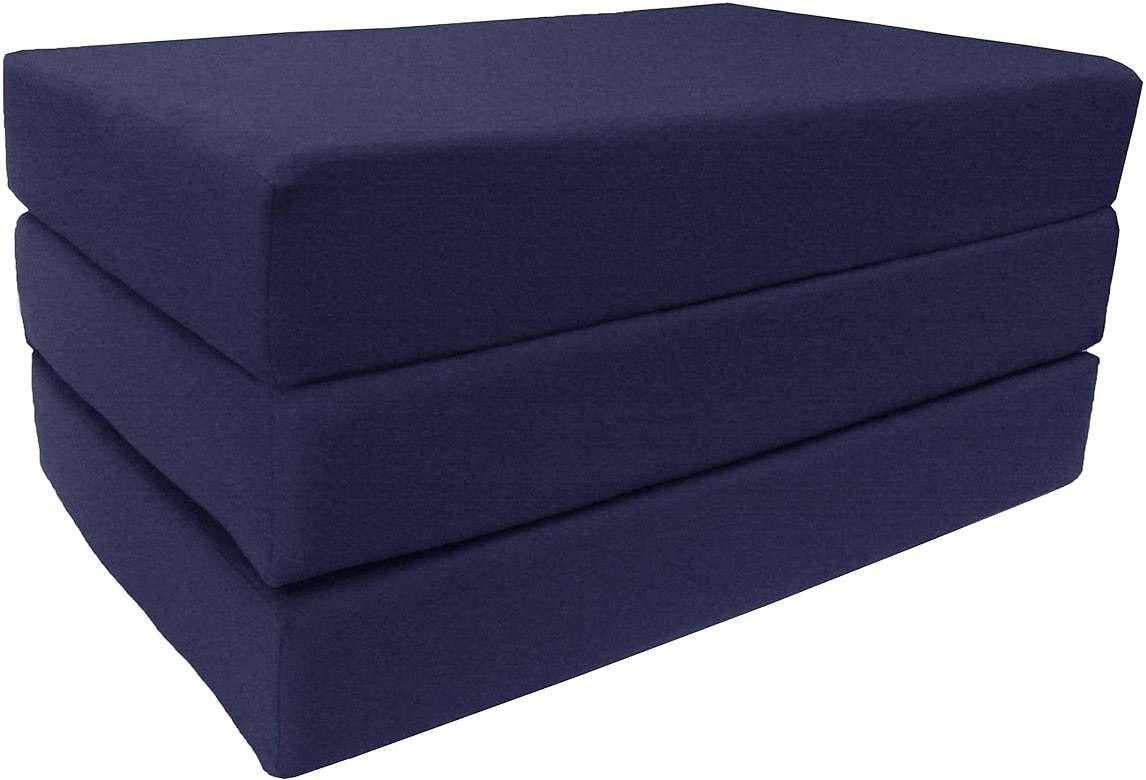 D&D Futon Furniture Navy Trifold Foam Beds, Shikibuton, Tatami Cushion Topper, Foldable Futon Pad, Twin 6x39x75 - Image 2
