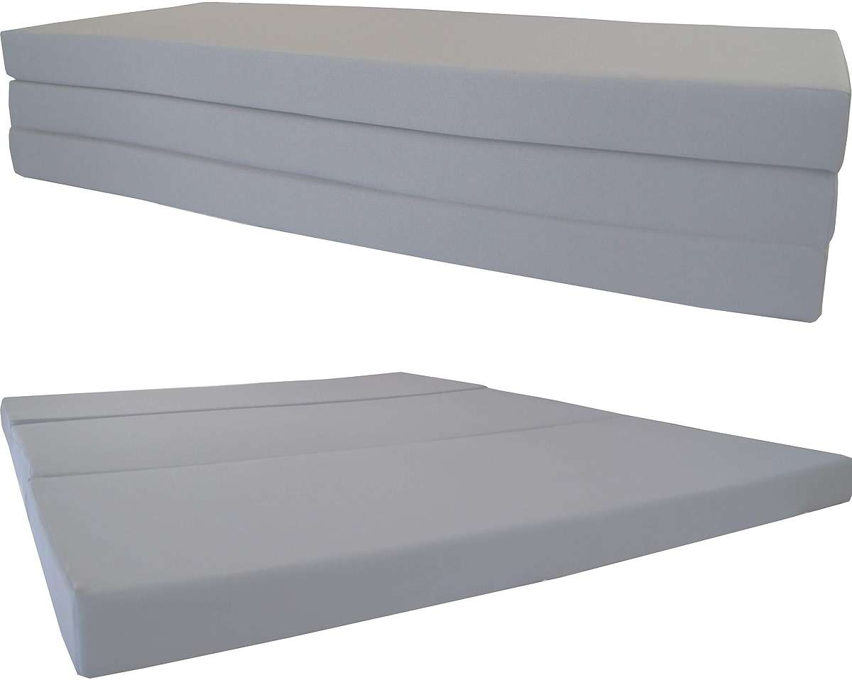 D&D Futon Furniture Queen Gray Shikibuton Trifold Foam Beds 80 x 60 x 4, Folding Foam Bed, Ottoman, Bench, 1.8 lb High Density Foam - Image 1