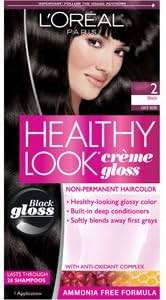 Loreal Healthy Look Hair Dye, Creme Gloss Color, Black 2, 1 ct (Pack of 3) - Image 4