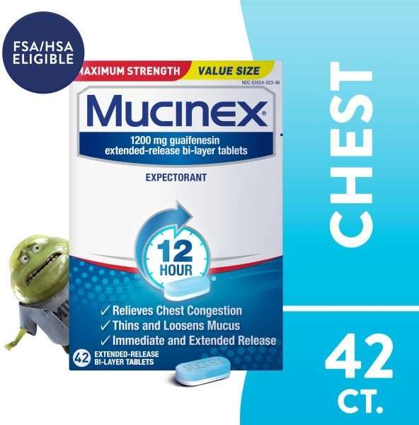 Mucinex Maximum Strength 12-Hour Chest Congestion Expectorant Tablets, 42 ct (Pack of 6) - Image 2