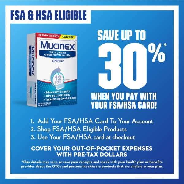 Mucinex Maximum Strength 12-Hour Chest Congestion Expectorant Tablets, 42 ct (Pack of 6) - Image 6