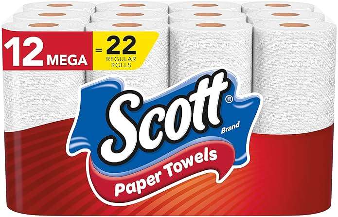 Scott Paper Towels, Choose-A-Sheet - 12 Mega Rolls = 22 Regular Rolls (102 Sheets Per Roll) - Image 1