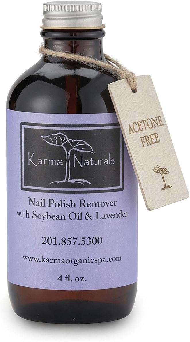 Acetone Free Nail Polish Remover with Soybean Oil & Lavender Oil - Vegan, Non-Toxic Nail Polish Remover for Nails Non Drying Liquid, 4 fl oz by Karma Organic - Image 1