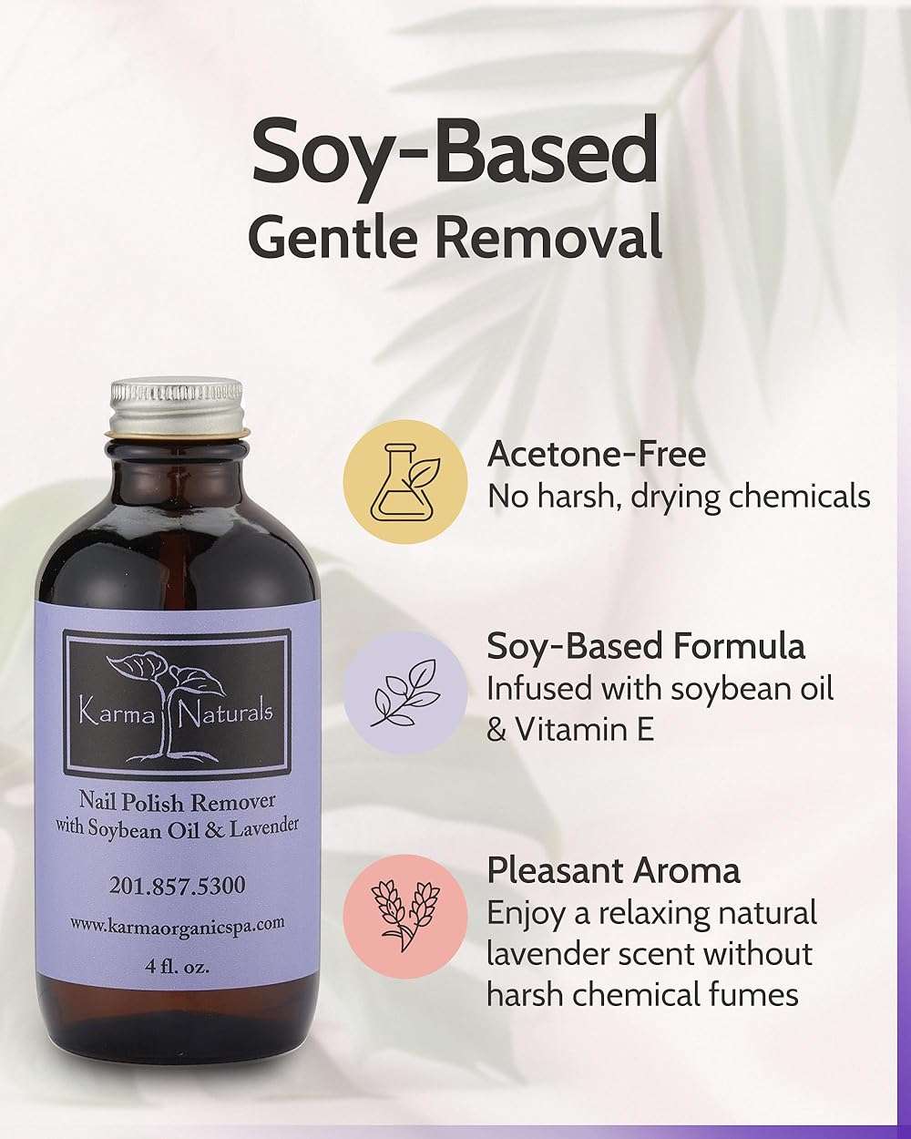 Acetone Free Nail Polish Remover with Soybean Oil & Lavender Oil - Vegan, Non-Toxic Nail Polish Remover for Nails Non Drying Liquid, 4 fl oz by Karma Organic - Image 2