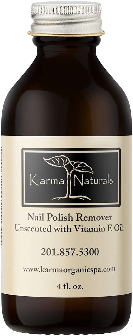 Karma Organic Natural Nail Polish Remover Unscented with Vitamin E Oil - Non Toxic, Vegan, Cruelty Free, Acetone free – Nails Strengthener for Fingernails – 4 fl. Oz. - Image 1