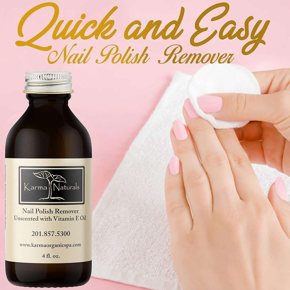Karma Organic Natural Nail Polish Remover Unscented with Vitamin E Oil - Non Toxic, Vegan, Cruelty Free, Acetone free – Nails Strengthener for Fingernails – 4 fl. Oz. - Image 2
