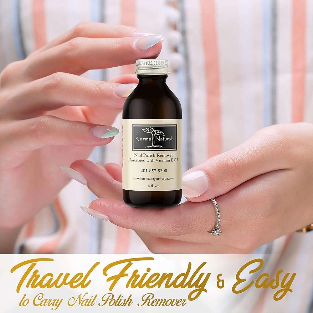 Karma Organic Natural Nail Polish Remover Unscented with Vitamin E Oil - Non Toxic, Vegan, Cruelty Free, Acetone free – Nails Strengthener for Fingernails – 4 fl. Oz. - Image 4