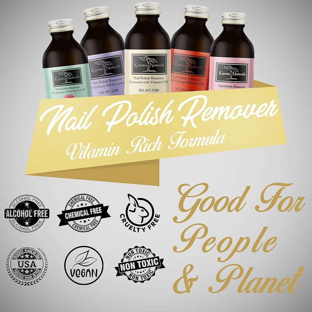 Karma Organic Natural Nail Polish Remover Unscented with Vitamin E Oil - Non Toxic, Vegan, Cruelty Free, Acetone free – Nails Strengthener for Fingernails – 4 fl. Oz. - Image 5