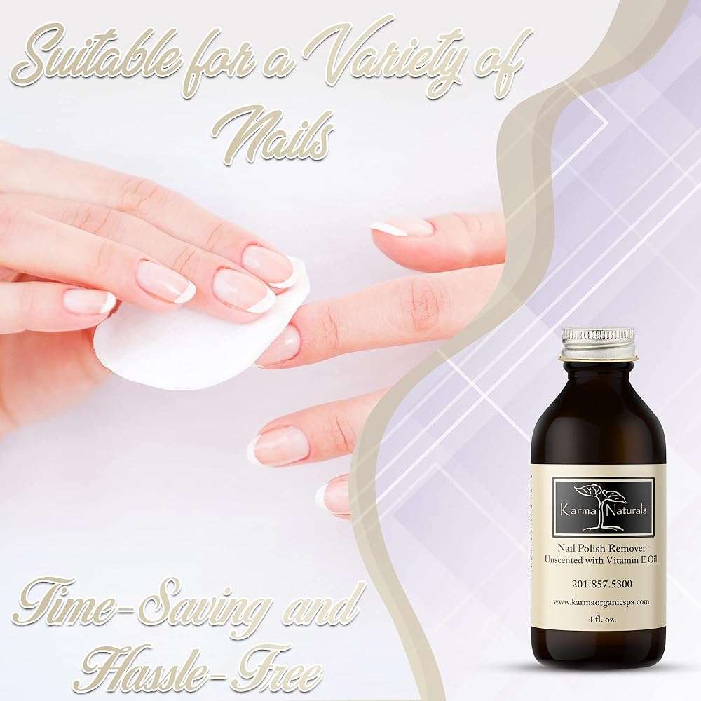 Karma Organic Natural Nail Polish Remover Unscented with Vitamin E Oil - Non Toxic, Vegan, Cruelty Free, Acetone free – Nails Strengthener for Fingernails – 4 fl. Oz. - Image 7