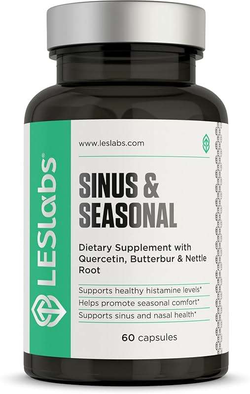 LES Labs Sinus & Seasonal – Sinus Relief, Nasal Health, Balanced Histamine Response, Clear Lungs & Respiratory Health – Butterbur, Quercetin, Nettle Root & Bromelain – Non-GMO Supplement – 60 Capsules - Image 1