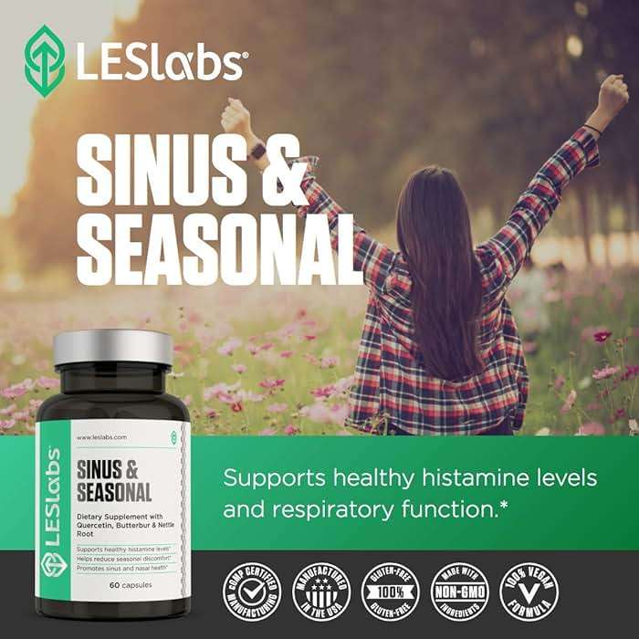LES Labs Sinus & Seasonal – Sinus Relief, Nasal Health, Balanced Histamine Response, Clear Lungs & Respiratory Health – Butterbur, Quercetin, Nettle Root & Bromelain – Non-GMO Supplement – 60 Capsules - Image 5