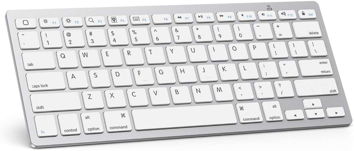 OMOTON Ultra-Slim Bluetooth Keyboard for iPad 11th/10th/9th/8th/7th, iPad Pro/Air/Mini and iPhone Series, Wireless iOS Keyboard with 12 Multimedia Keys for Office, Home, Travel, School, White - Image 1