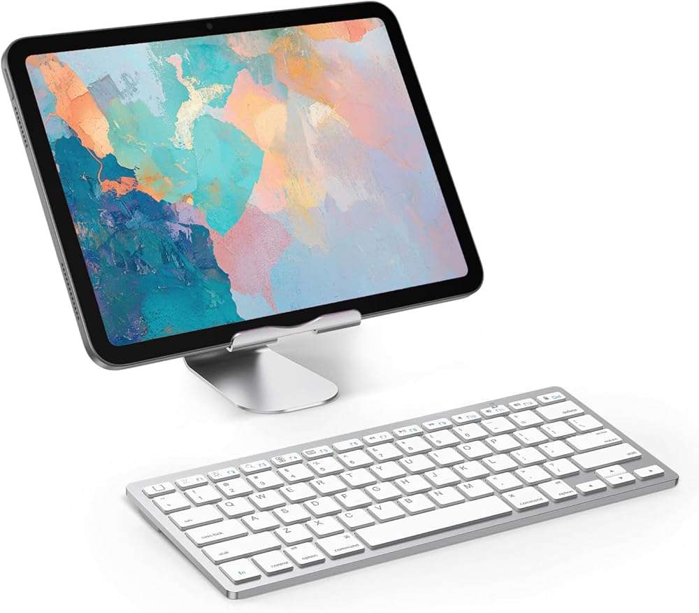 OMOTON Ultra-Slim Bluetooth Keyboard for iPad 11th/10th/9th/8th/7th, iPad Pro/Air/Mini and iPhone Series, Wireless iOS Keyboard with 12 Multimedia Keys for Office, Home, Travel, School, White - Image 2