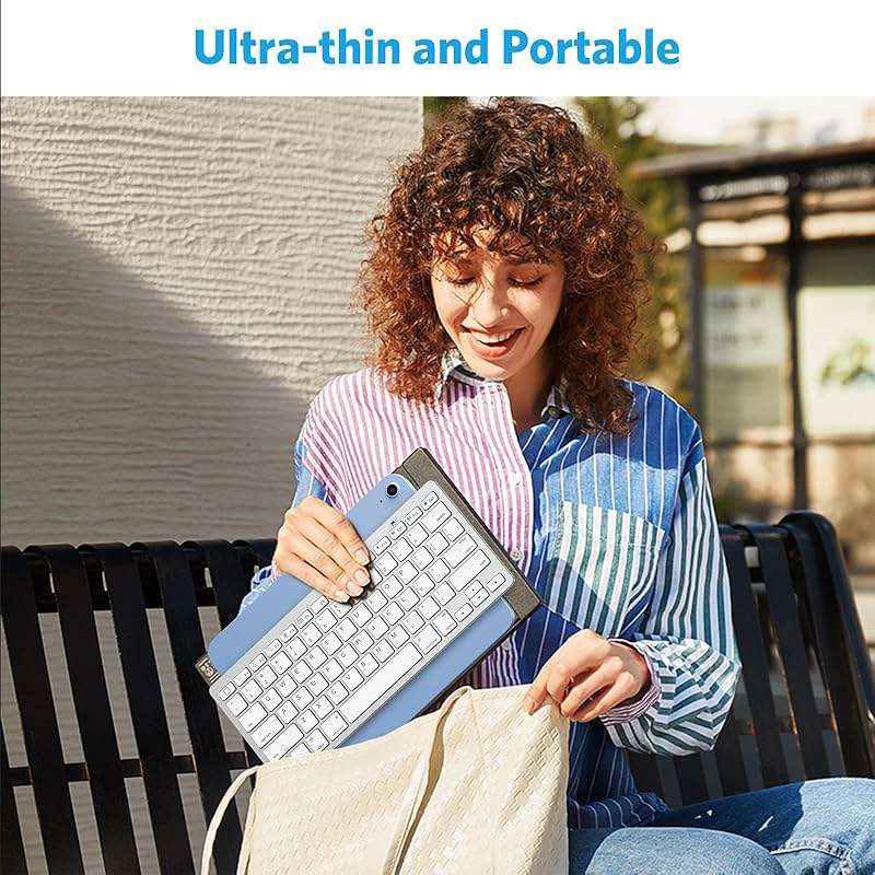 OMOTON Ultra-Slim Bluetooth Keyboard for iPad 11th/10th/9th/8th/7th, iPad Pro/Air/Mini and iPhone Series, Wireless iOS Keyboard with 12 Multimedia Keys for Office, Home, Travel, School, White - Image 9