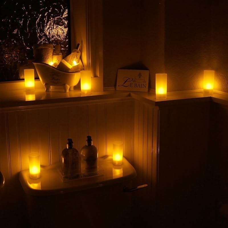 WoneNice Rechargeable Tea Lights Flickering Flameless Candles with Charging Base and AC Adapter, Romantic for Mother's Day Lantern Party Restaurants Weddings Christmas and Holiday Decoration - Image 4