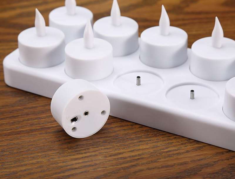 WoneNice Rechargeable Tea Lights Flickering Flameless Candles with Charging Base and AC Adapter, Romantic for Mother's Day Lantern Party Restaurants Weddings Christmas and Holiday Decoration - Image 6