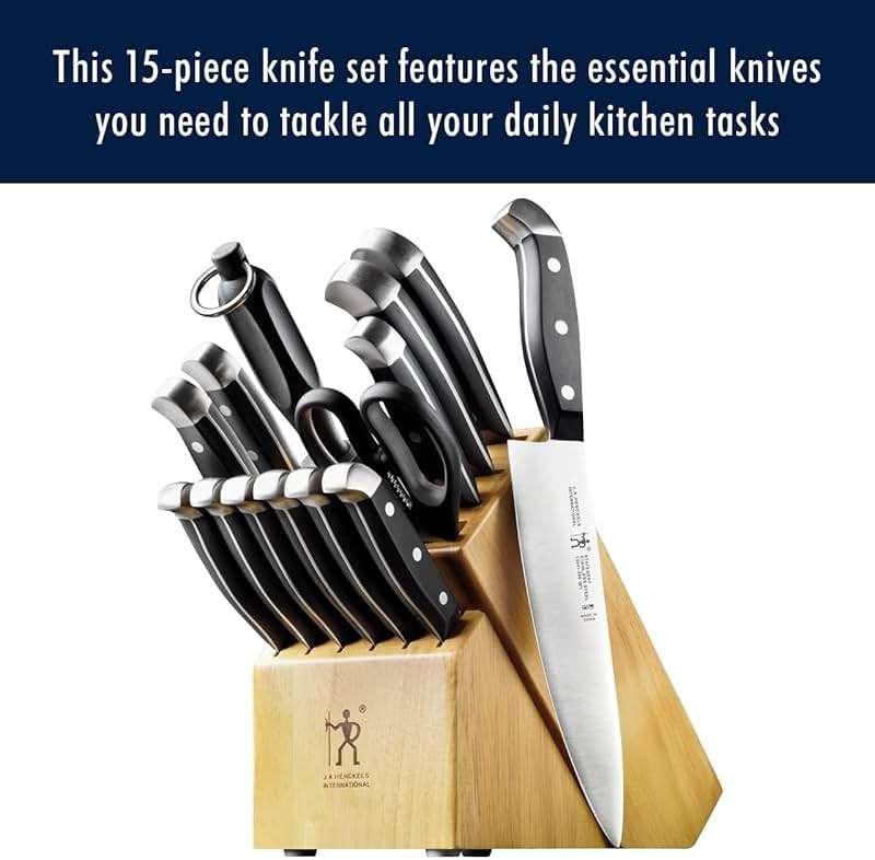 HENCKELS Statement Premium Quality 15-Piece Knife Block Set, Natural, Razor-Sharp, German Engineered Informed by 100+ Years of Mastery, Lightweight and Strong, Dishwasher Safe - Image 3