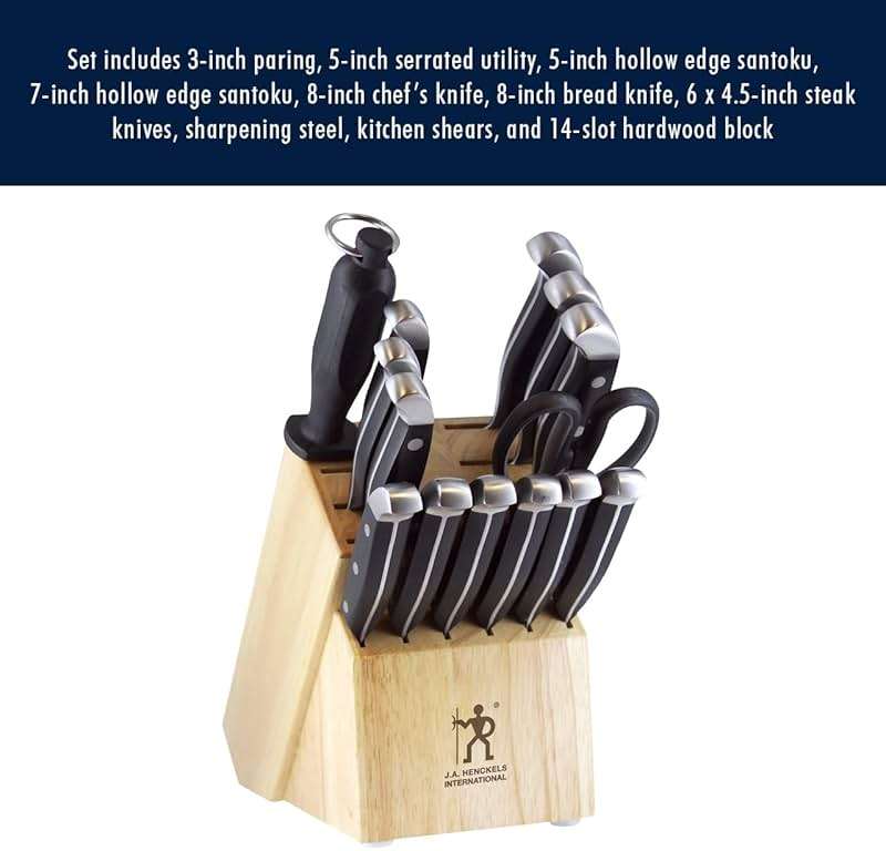 HENCKELS Statement Premium Quality 15-Piece Knife Block Set, Natural, Razor-Sharp, German Engineered Informed by 100+ Years of Mastery, Lightweight and Strong, Dishwasher Safe - Image 9