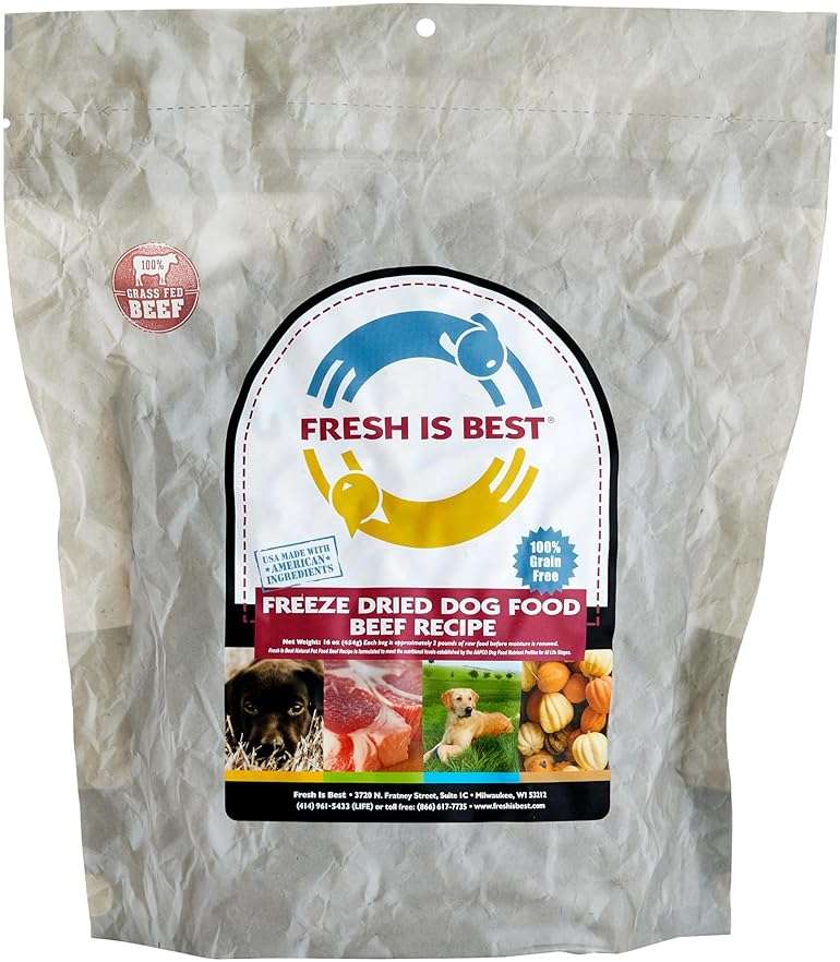 Fresh Is Best Beef Freeze Dried Dog Food – Raw Dog Food Toppers for Puppies & Adult Canines – High-Protein Freeze Dried Beef in Resealable Zipper Bag – Made in the USA – Beef, 8 oz - Image 1