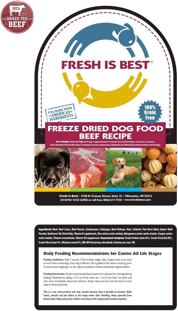 Fresh Is Best Beef Freeze Dried Dog Food – Raw Dog Food Toppers for Puppies & Adult Canines – High-Protein Freeze Dried Beef in Resealable Zipper Bag – Made in the USA – Beef, 8 oz - Image 4