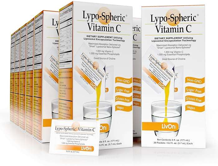 LivOn Laboratories - Lypo–Spheric Vitamin C – 1,000 mg Vitamin C & 1,000 mg Essential Phospholipids Per Packet – Liposome Encapsulated for Improved Absorption – Non–GMO - 12 Pack (360 Count) - Image 1