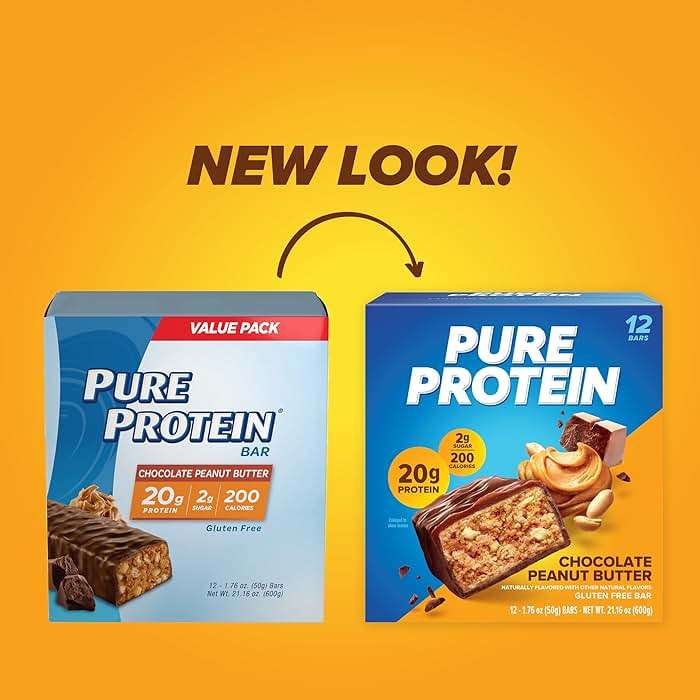 Pure Protein Chocolate Peanut Butter Protein Bars – 20g Protein, 3g Sugar, 190 Calories (12 count) Low Sugar* High Protein Snack - Gluten Free - Perfect for a Healthy Snack - Image 2