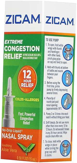 Zicam Extreme Congestion Relief Nasal Spray, 12 Hour Relief, No-Drip Liquid with Soothing Aloe Vera - 0.50 fl oz (Pack of 4) - Image 3
