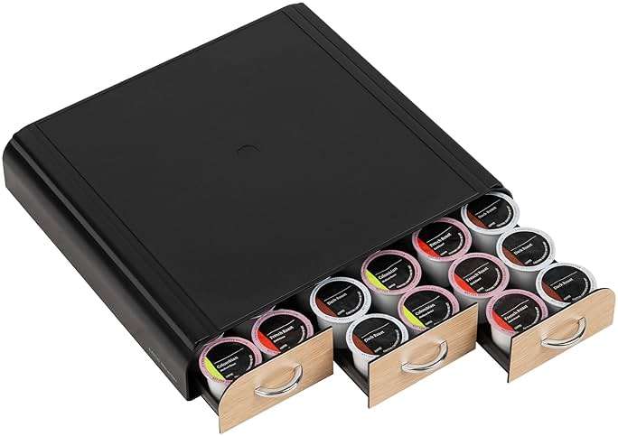 Mind Reader Single Serve Coffee Pod Organizer with 3 Drawers, 36 Pod Capacity, Countertop, 13.5"L x 12.25"W x 2.5"H, Brown - Image 5