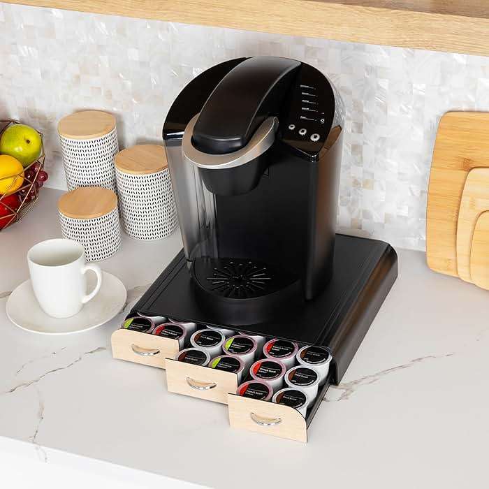 Mind Reader Single Serve Coffee Pod Organizer with 3 Drawers, 36 Pod Capacity, Countertop, 13.5"L x 12.25"W x 2.5"H, Brown - Image 6