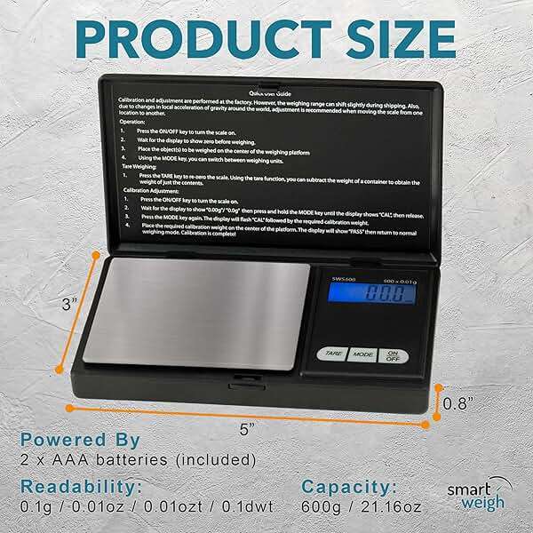 Smart Weigh SWS600 Elite 600g x 0.1g Digital Gram Scale, Pocket Sized Jewelry, Nutrition Kitchen, and School Scale, Slim Design, Black - Image 3