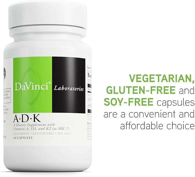 DAVINCI Labs ADK - Helps Support Bone, Heart & Immune Health - Dietary Supplement with Vitamins A, D3 & K2 (as MK-7) - Vegetarian, Gluten Free & Soy Free - 60 Capsules - Image 4