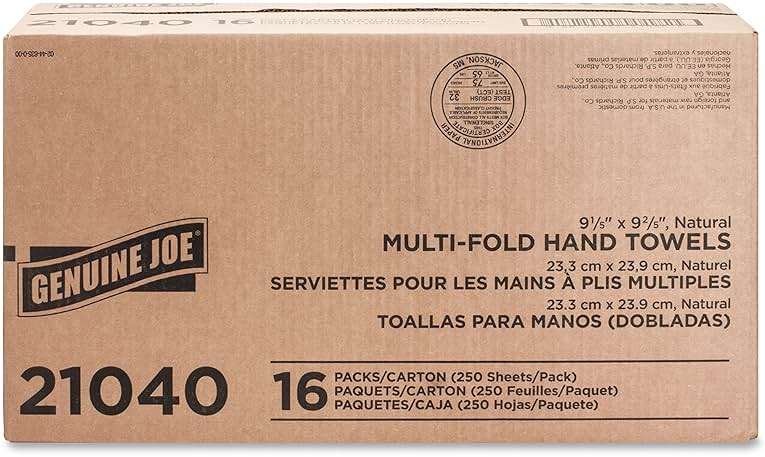 Genuine Joe GJO21040 Multifold Natural Towels (16 Packs, 250 per pack) - Image 5
