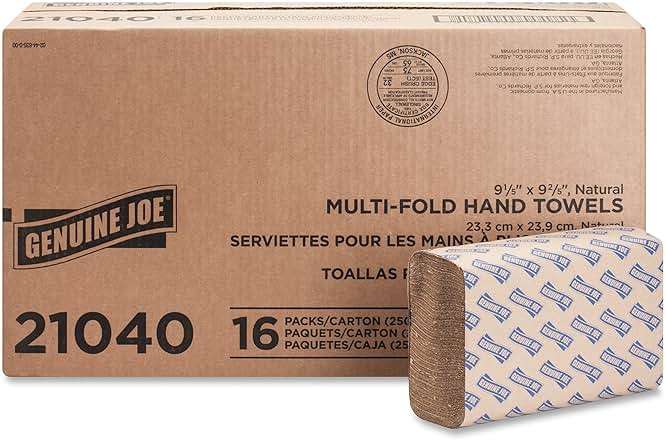 Genuine Joe GJO21040 Multifold Natural Towels (16 Packs, 250 per pack) - Image 6
