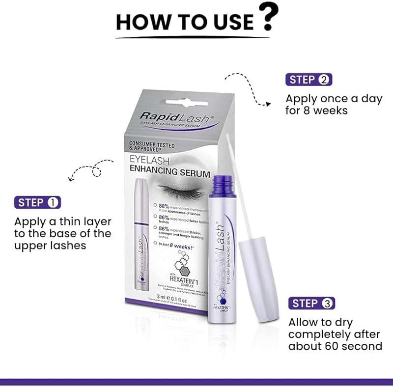 RapidLash Eyelash Enhancing Serum with HEXATEIN 1 Complex – Lash Serum for Eyelashes Conditioning & Hydrating – Longer-Looking, Fuller and Thicker Appearing Lashes – 3 mL / 0.1 fl oz - Image 7